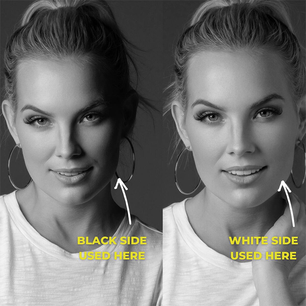 BLACK SIDE USED HERE  
WHITE SIDE USED HERE