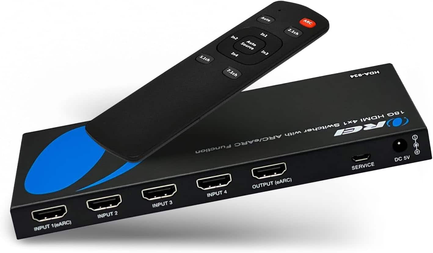 Orei 4K@60hz 4 port HDMI™ Switch (w/ eARC Output) HDA 934 Black