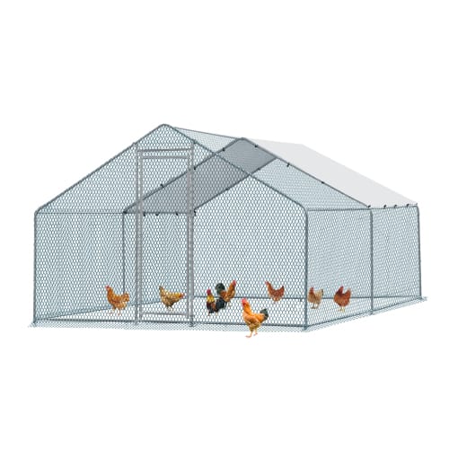 Winado - 13 x 10FT Large Metal Chicken Coop, Walk-in Poultry Cage Chicken Hen Run House for Garden