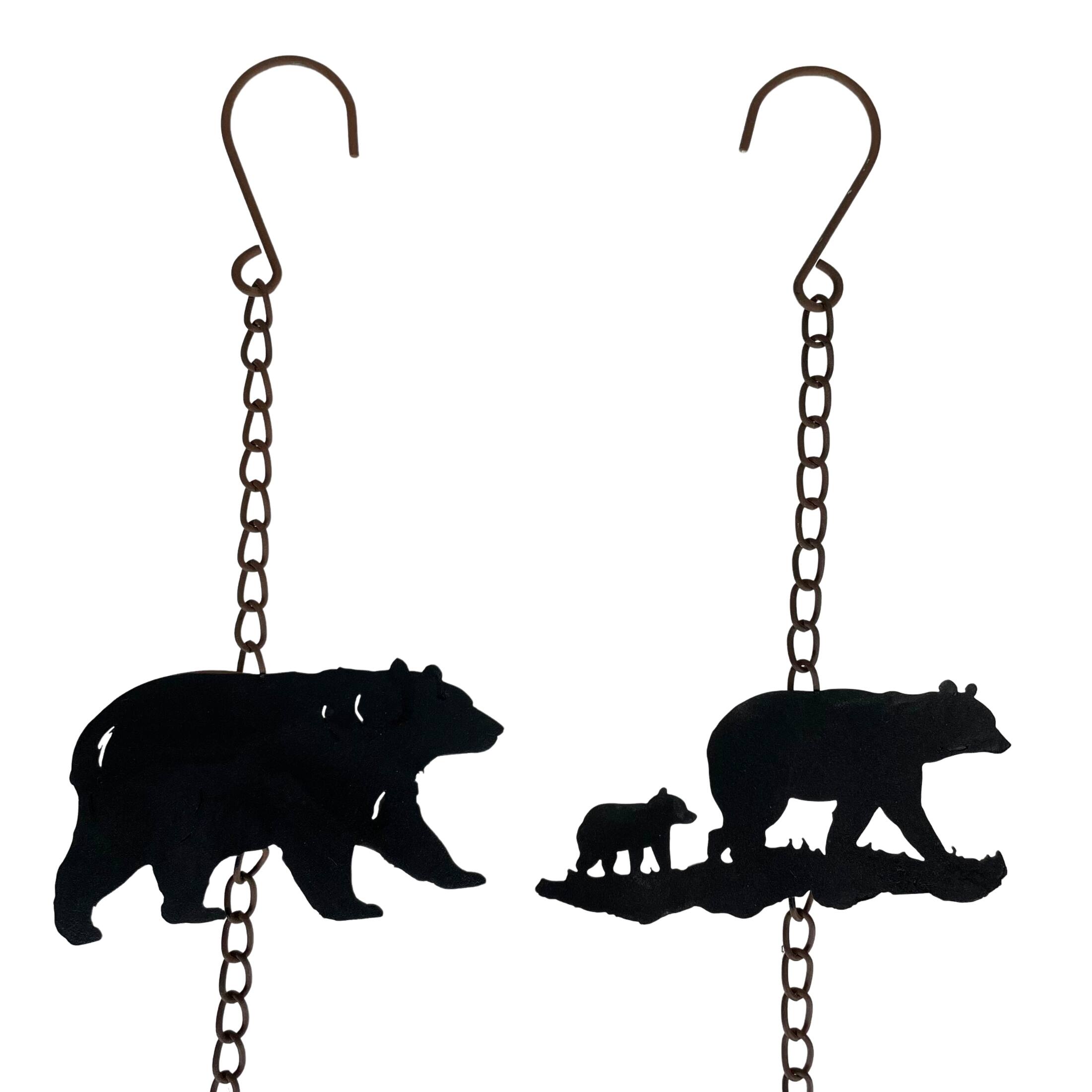 Alt View 7. Things2Die4 - Set of 2 Rain Chains with Bears and Trees, 52-Inch, Decorative Downspout - Green.