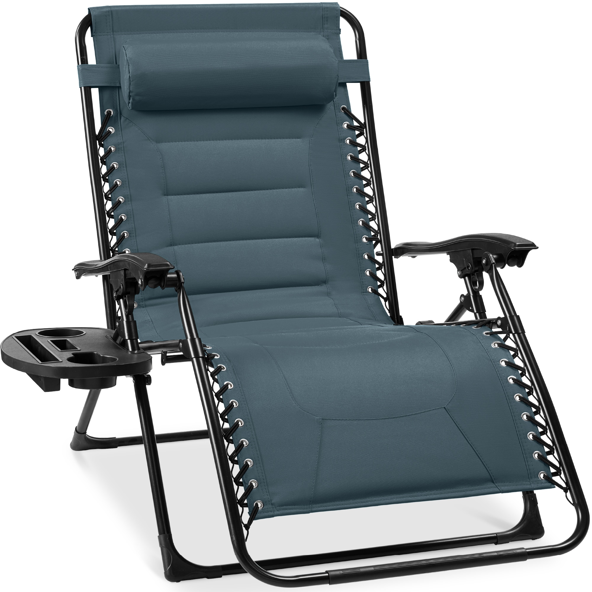 Front. Best Choice Products - Best Choice Products Oversized Padded Zero Gravity Chair, Folding Outdoor Patio Recliner w/ Side Tray - Slate Blue - Slate Blue.