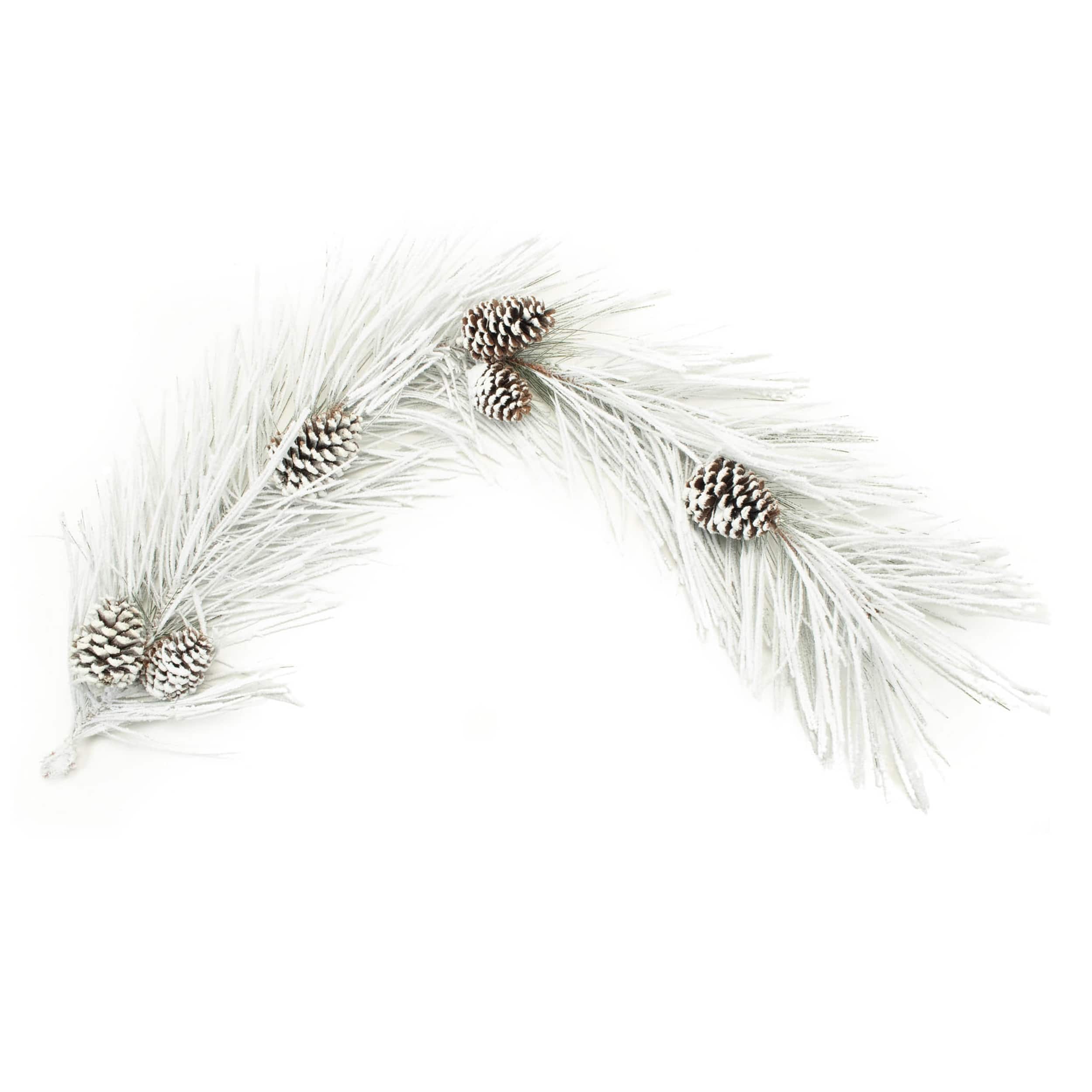 BreeBe - Flocked Long Needle Pine Garland 48"L - White, Green