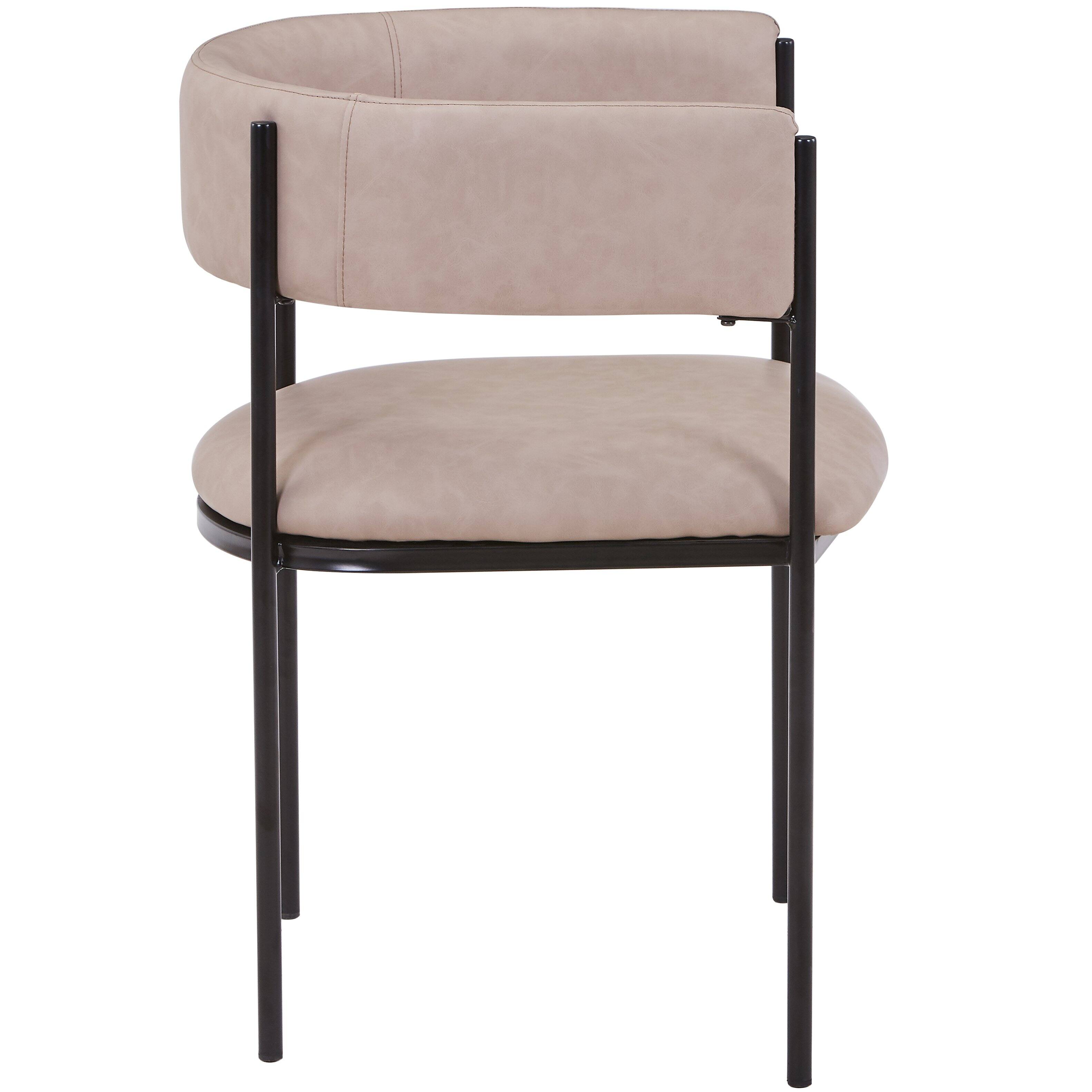 Alt View 3. LeisureMod - Cyril 2-PCS Modern Dining Armchair - U-Shaped Accent Chair with Iron Base - Taupe.