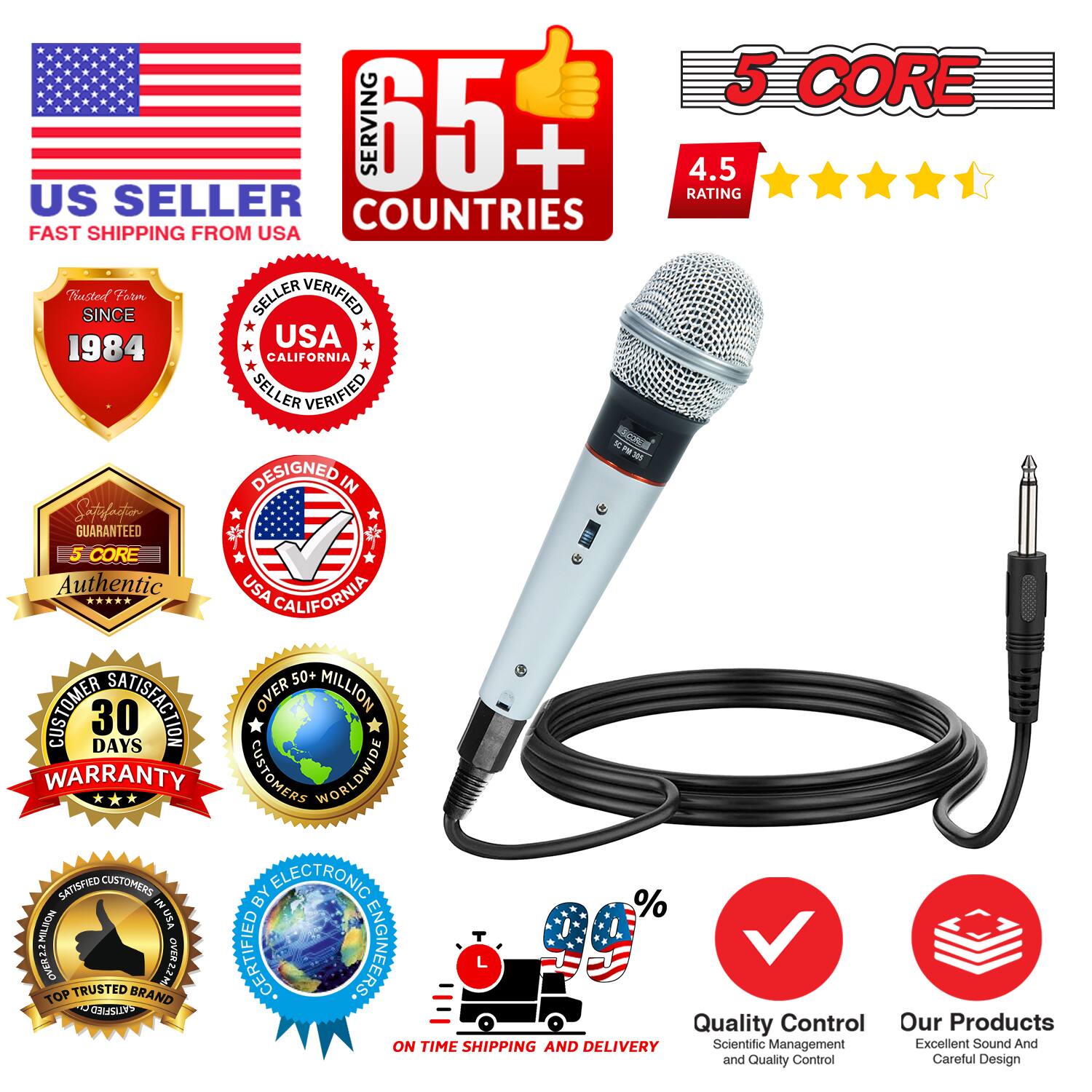 **US Seller**  
Fast Shipping from USA

**65+ Countries Served**

**5 Core**  
4.5 Rating

**Trusted Since 1984**

**Seller Verified**  
USA California

**Designed in USA California**

**5 Core Authentic**

**30 Days Warranty**

**Over 50+ Million Customers Worldwide**

**Customer Satisfaction**

**Certified by Electronic Engineers**

**Top Trusted Brand**

**On Time Shipping and Delivery**

**Quality Control**  
Scientific Management and Quality Control

**Our Products**  
Excellent Sound and Careful Design