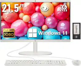 HP - 21.5" FHD All-in-One Desktop,Intel Celeron J4025,32GB RAM,2TB SSD+128GB Docking Station,Win 11 - Cashmere White