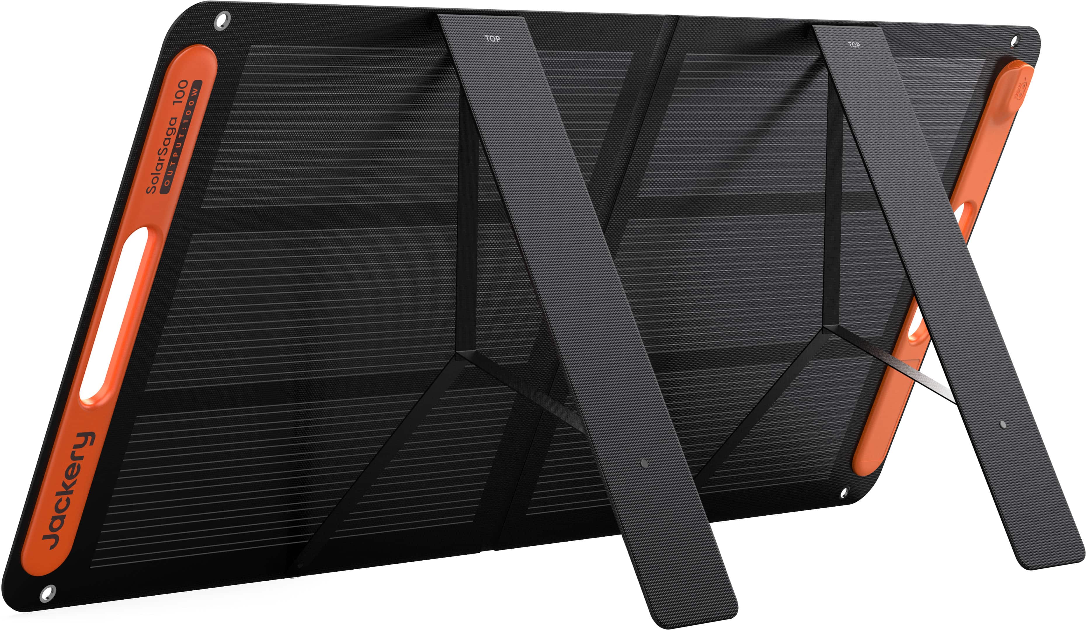 The text on the image reads "TOP 109 100 UT:100W SolarSaga a OUT 3 Jackery." This text is grouped and corrected as follows:
"Top 109 100 UT:100W SolarSaga a Out 3 Jackery."