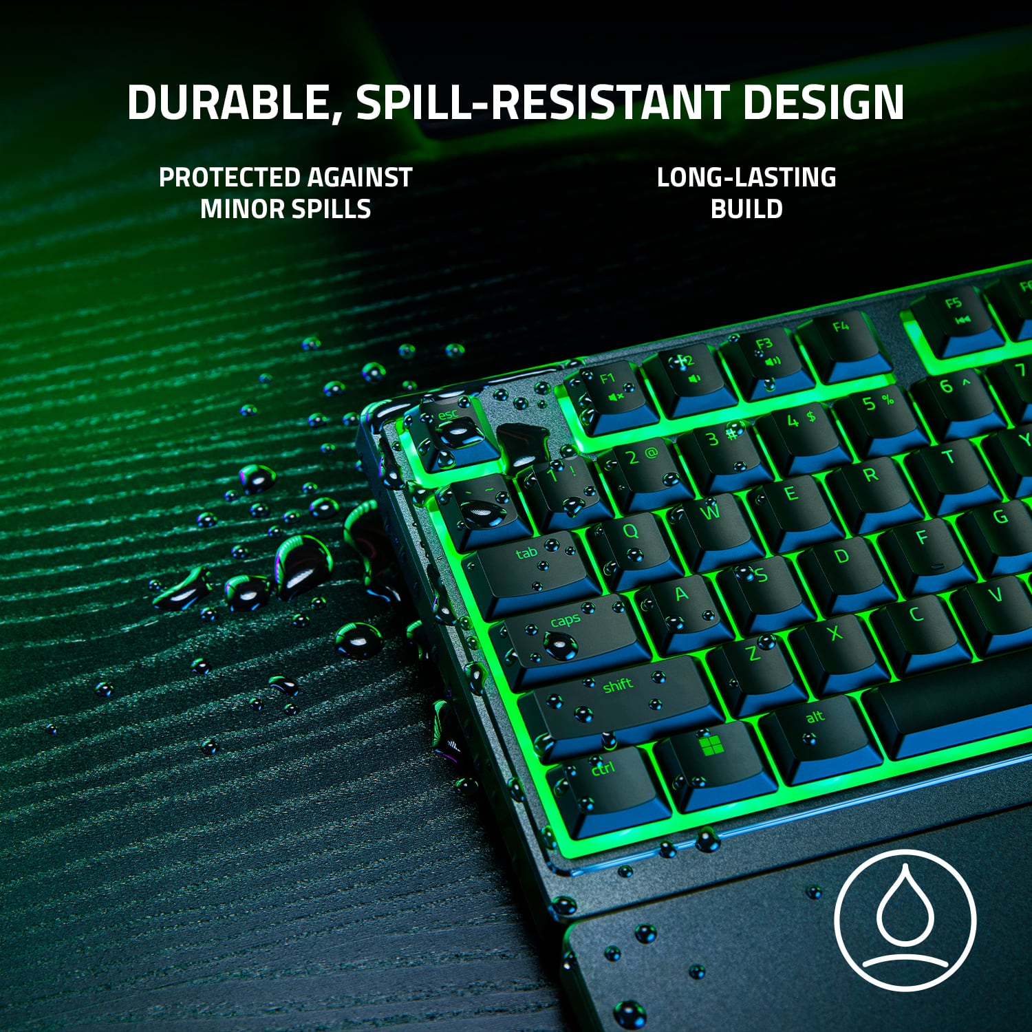 Durable, spill-resistant design protected against minor spills. Long-lasting build.
