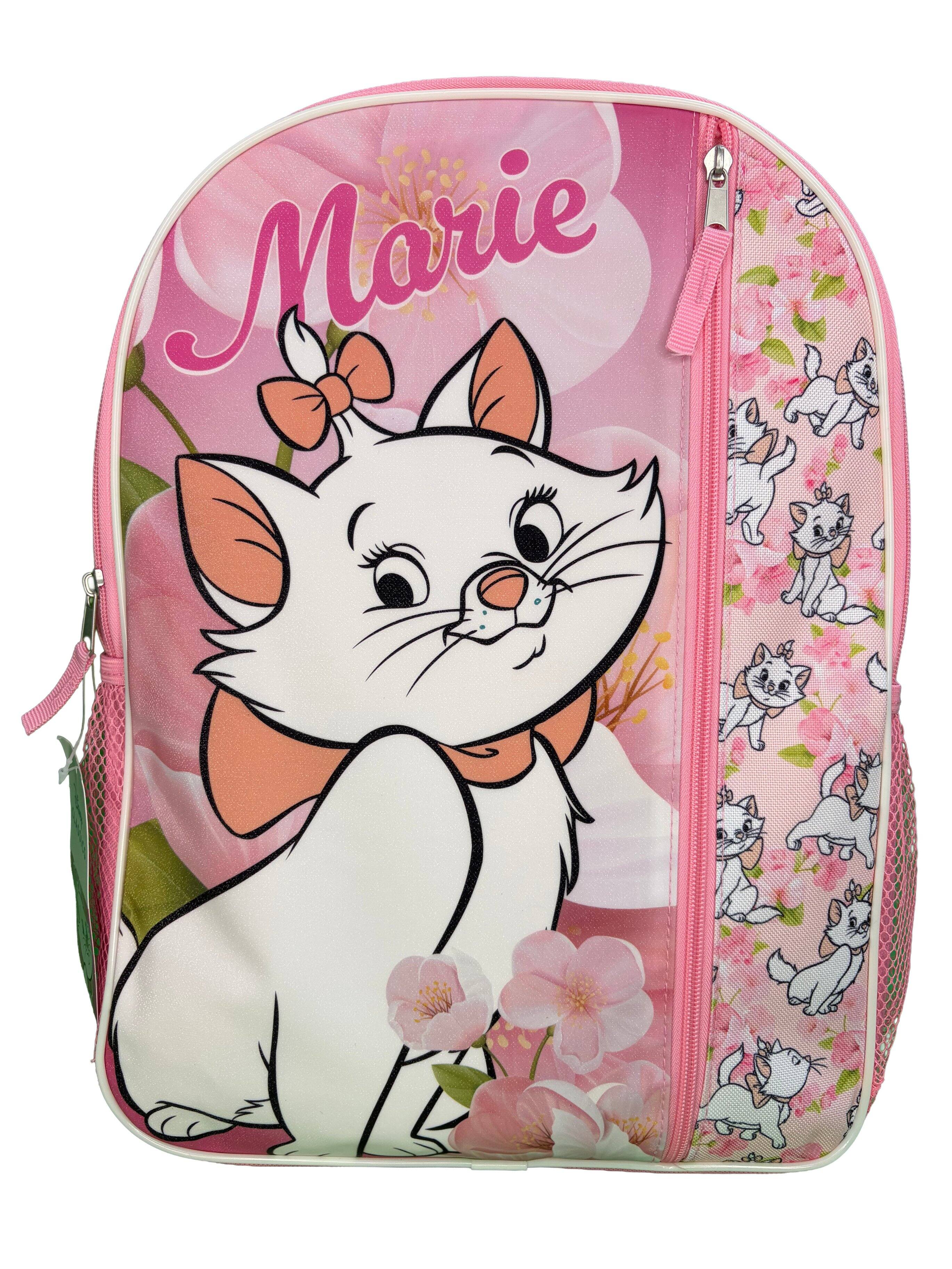 Alt View 1. Disney - Disney Marie from The Aristocats 16" Pink Nylon School Backpack 16" for Girls, with a Large front Pocket - Pink.