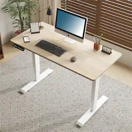 Boyel Living - 55"×24" Electric Standing Desk Height Adjustable Desk for Home and Office Computer Table Gaming Desk - Light Oak