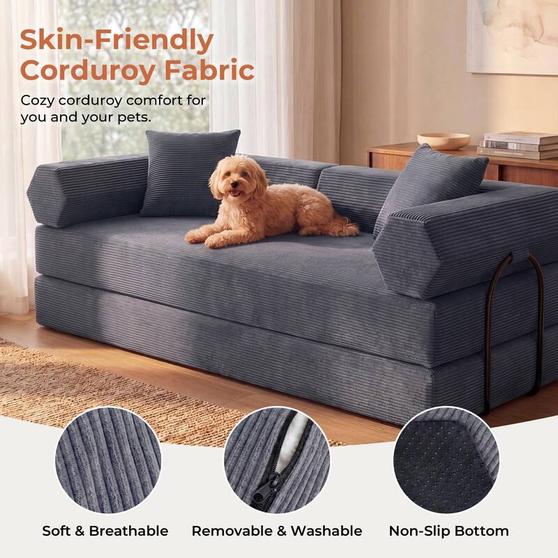 Skin-Friendly Corduroy Fabric  
Cozy corduroy comfort for you and your pets.  

Soft & Breathable  
Removable & Washable  
Non-Slip Bottom