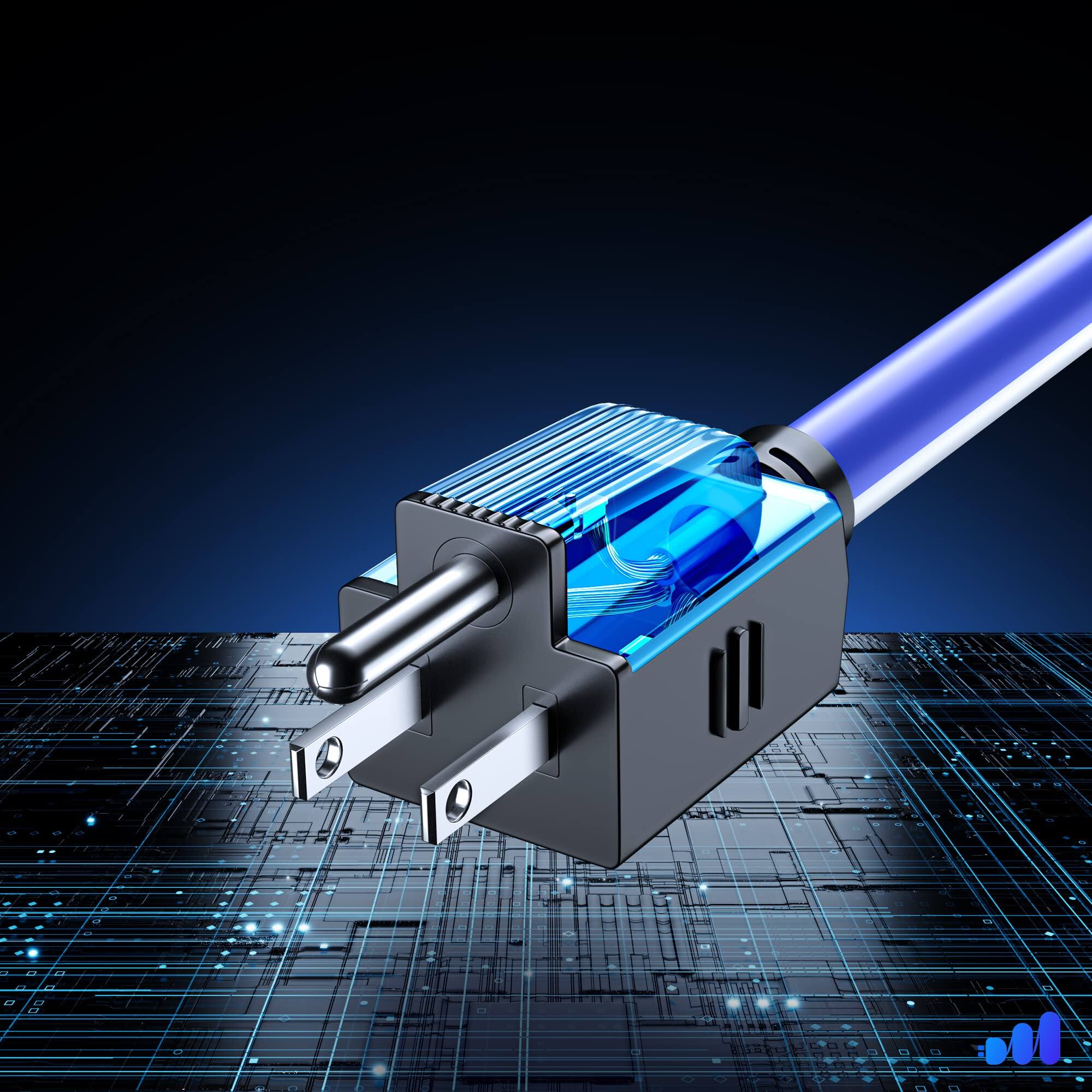 Alt View 3. Maximm - Extension Cord 30 ft, SJTW Extension Cord with Multiple Outlets, 16 Gauge ETL Listed - Black, White and Blue.