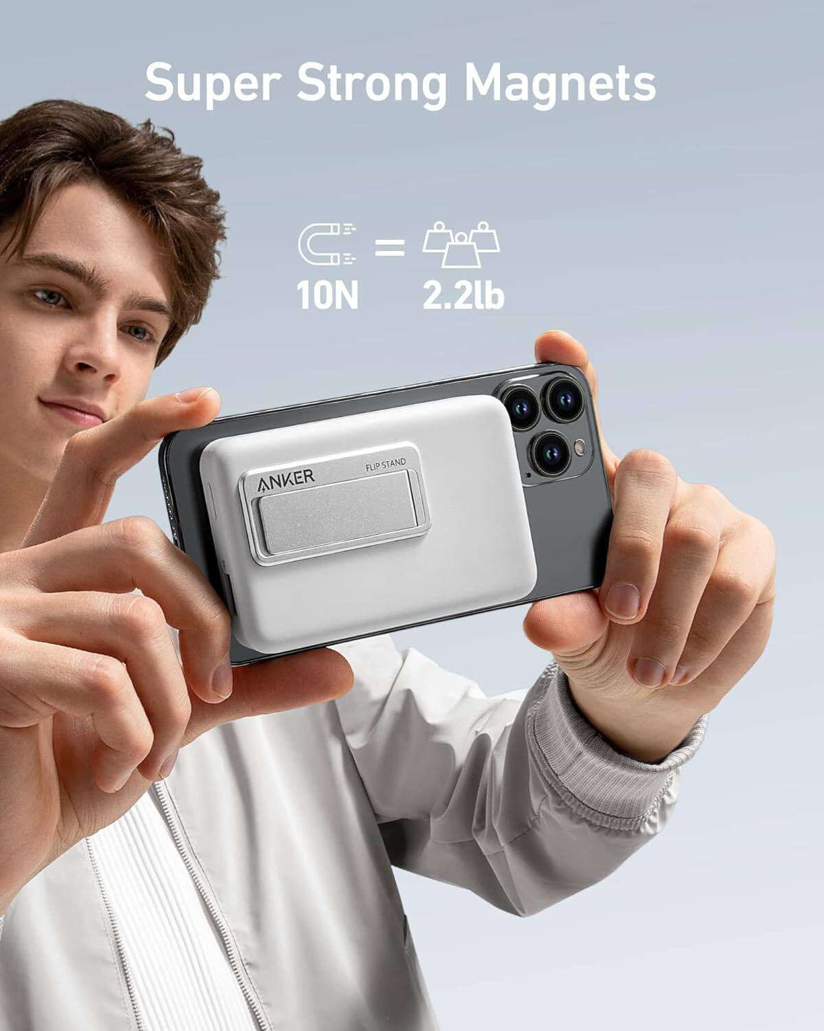 Super Strong Magnets  
10N  
2.2lb  

ANKER  
FLIP STAND