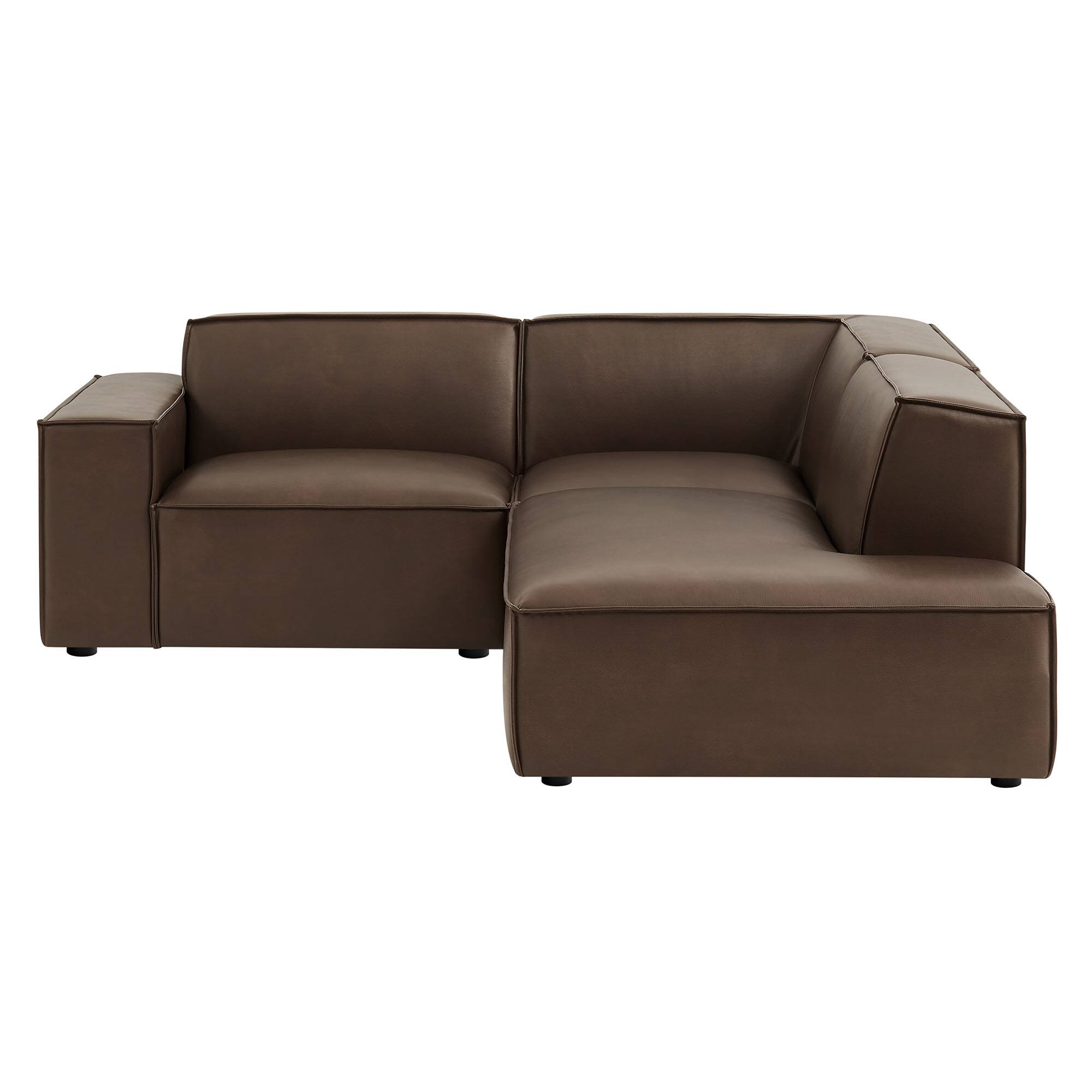 Alt View 5. Modway - Restore 3-Piece Vegan Leather Modular L-Shaped Sectional Sofa by Modway - Espresso.