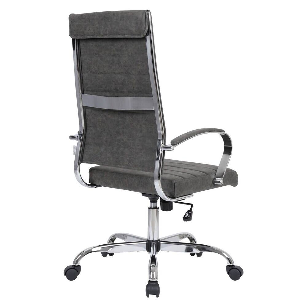 Alt View 4. LeisureMod - Set of 2 Benmar High Back Ergonomic Leather Upholstered Office Chair with Adjustable Height and Padded Armrests - Charcoal.