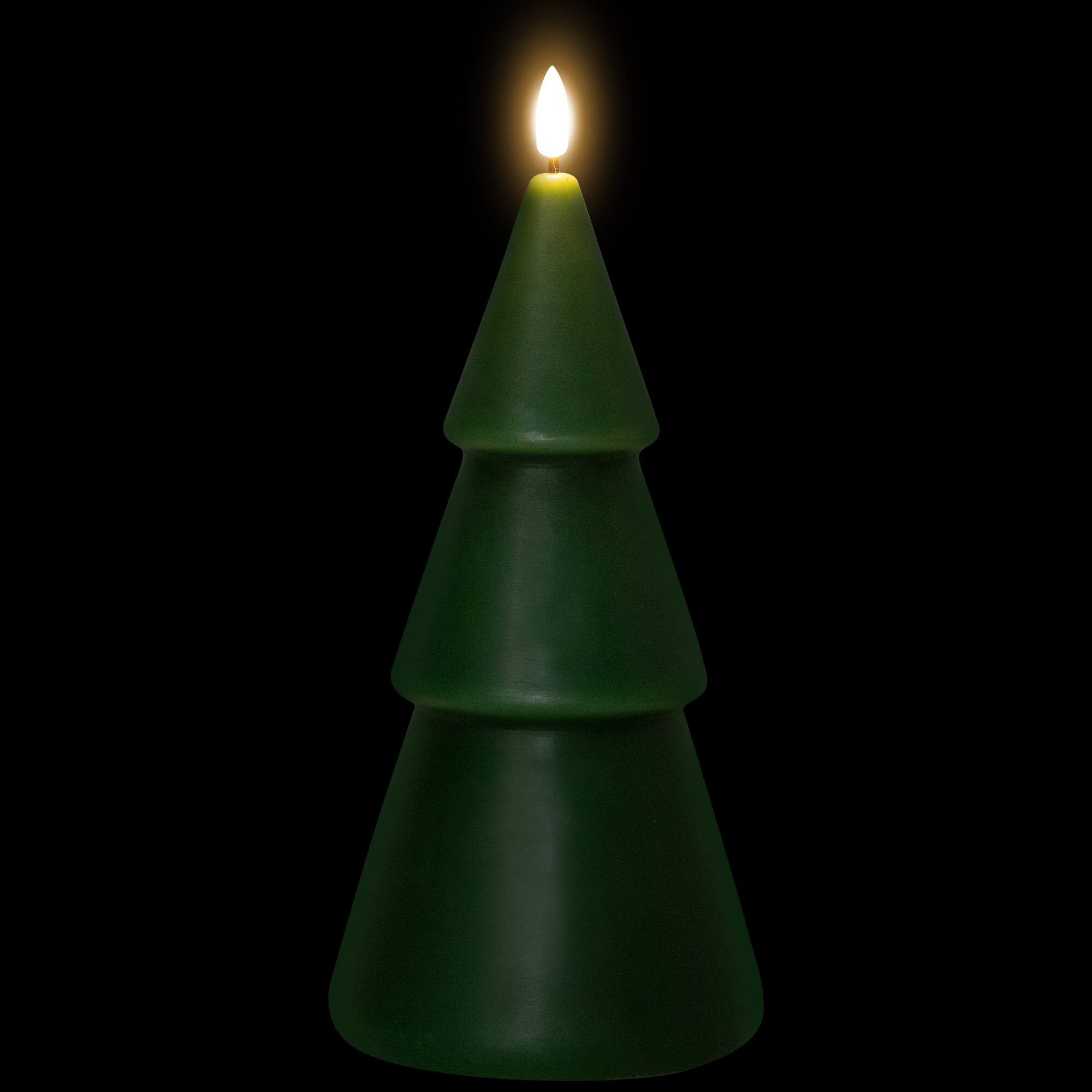 Alt View 4. Northlight - Flameless LED Flickering  Christmas Tree Wax Candles - 10.5" - Green - Set of 2.