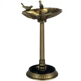 Outsunny - Antique Bird Bath Decorative Birdbath Bird Feeder Bowl with Planter Pedestal and Bird Statues - Bronze