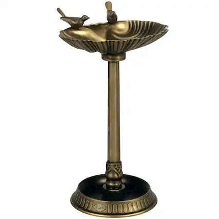 Front. Outsunny - Antique Bird Bath Decorative Birdbath Bird Feeder Bowl with Planter Pedestal and Bird Statues - Bronze.