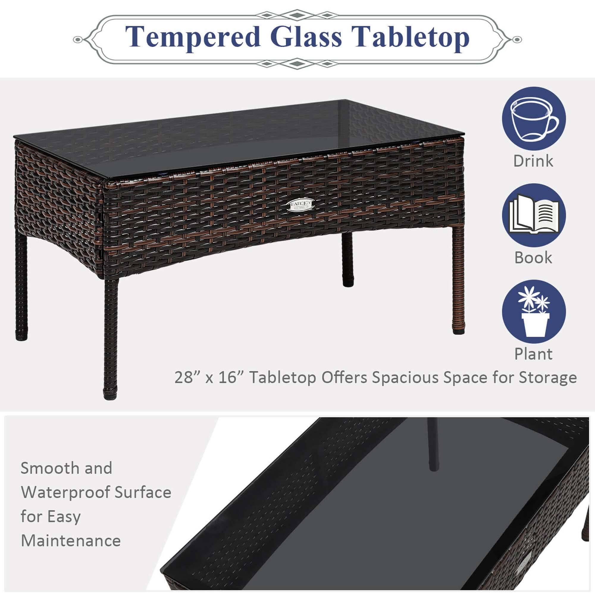 Tempered Glass Tabletop Drink T Book Plant 28" x 16" Tabletop Offers Spacious Space for Storage Smooth and Waterproof Surface for Easy Maintenance