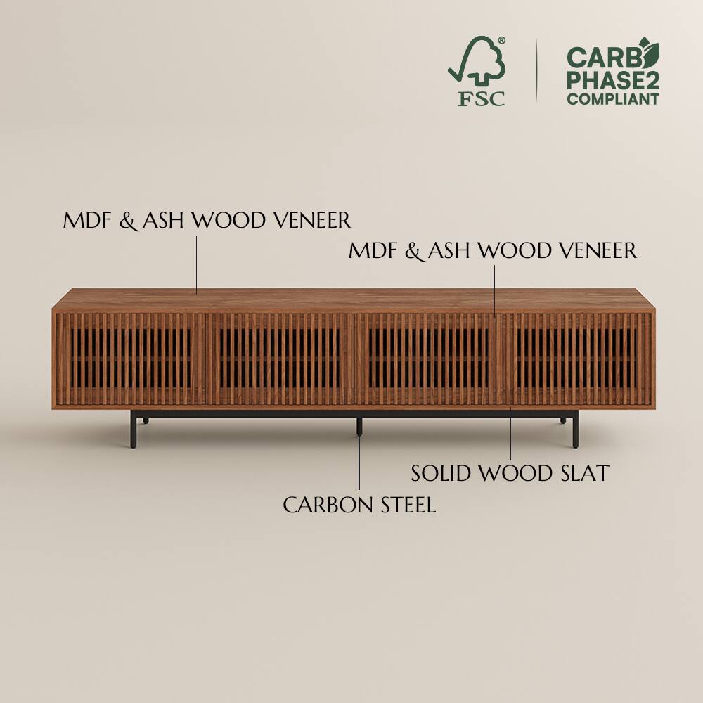 FSC CARB PHASE2 COMPLIANT  
MDF & ASH WOOD VENEER  
SOLID WOOD SLAT  
CARBON STEEL