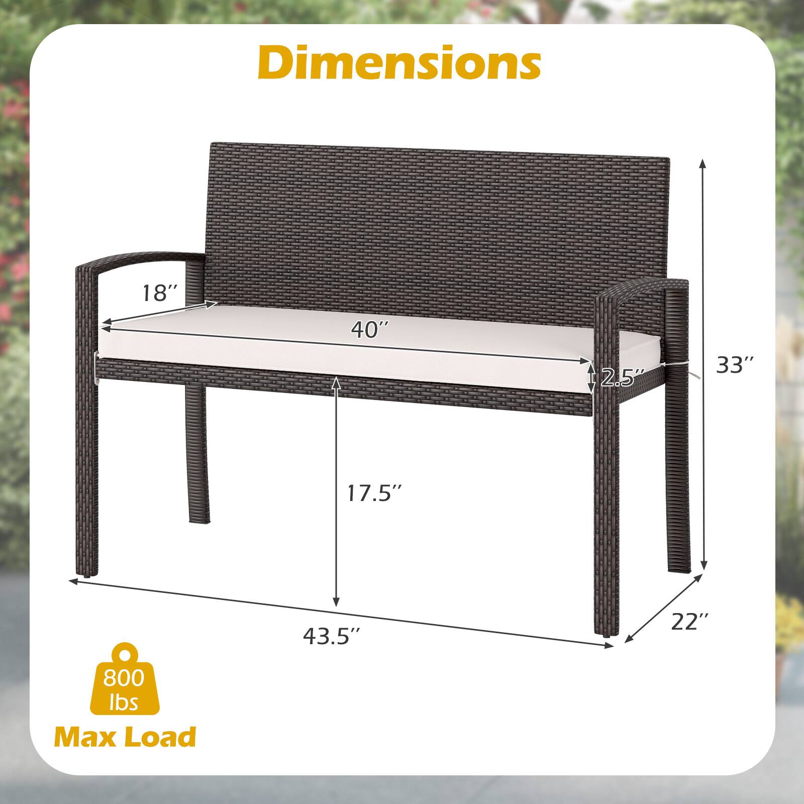 Dimensions: 18", 40", 2.5", 33", 17.5", 43.5", 22"

Max Load: 800 lbs