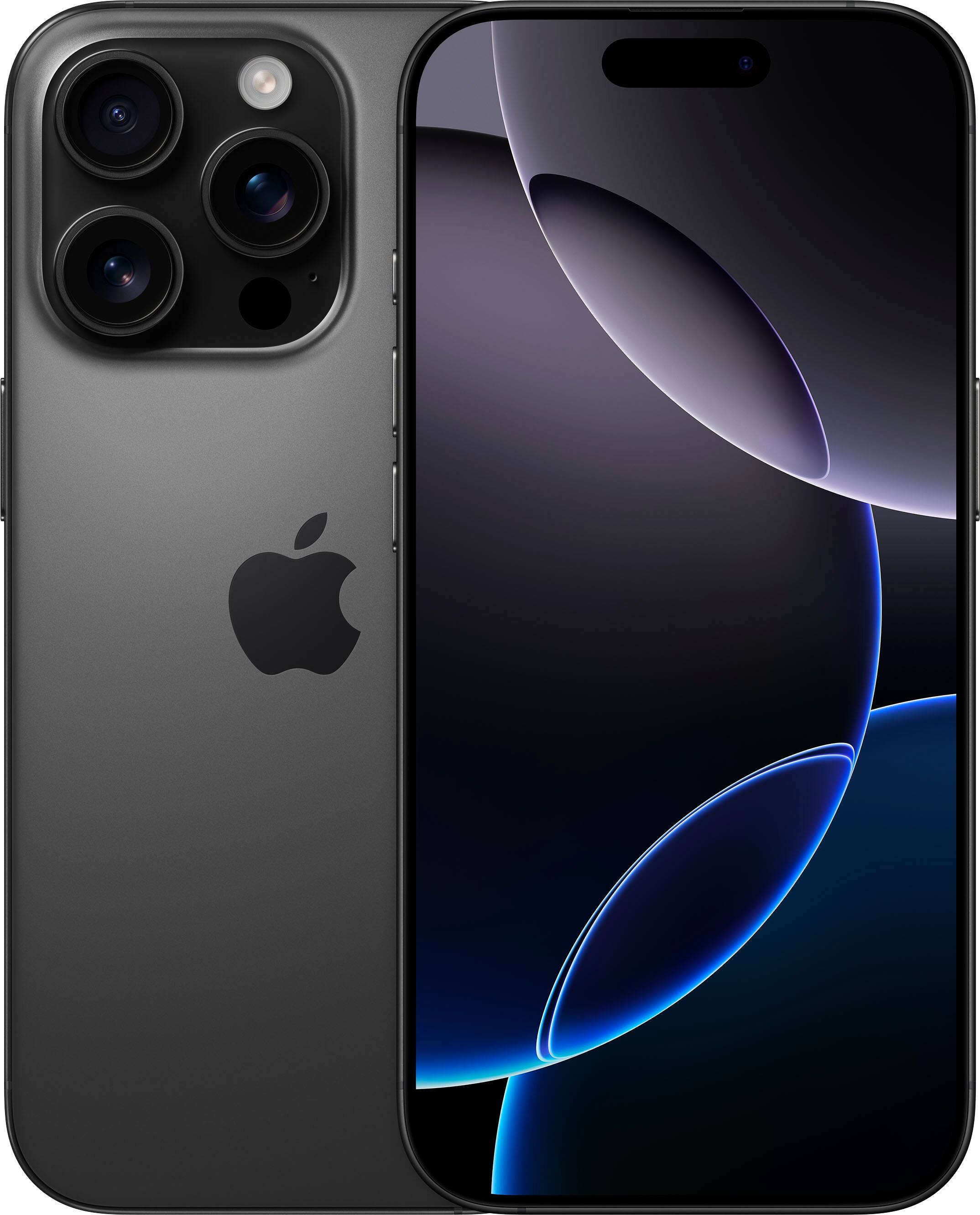 Front. Apple - iPhone 16 Pro 256GB - Apple Intelligence - Black Titanium.