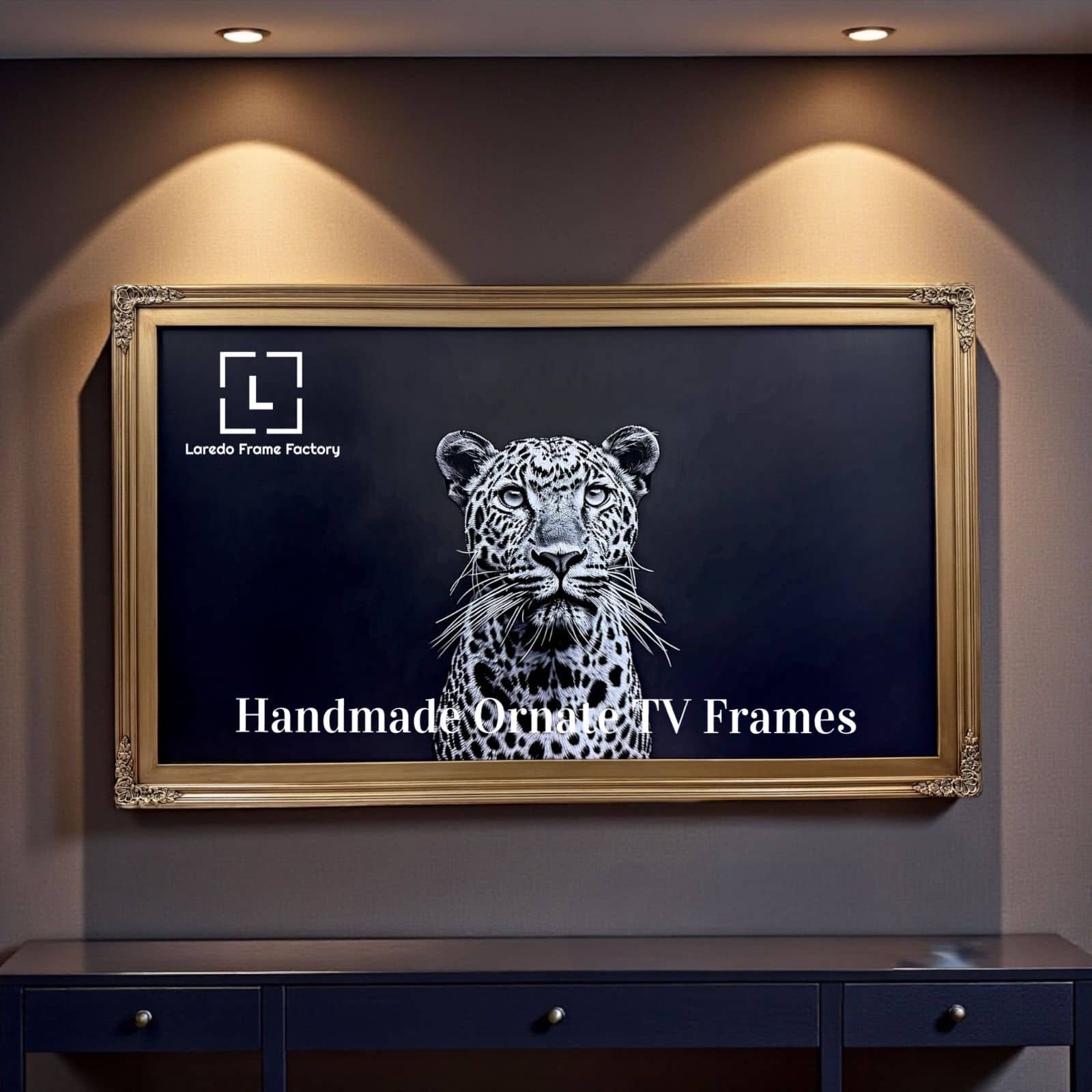 LAREDO FRAME FACTORY - 55 inch Handmade Ornate Tv Frame For TCL A300W NXTVISION Tv - ANTIQUE GOLD