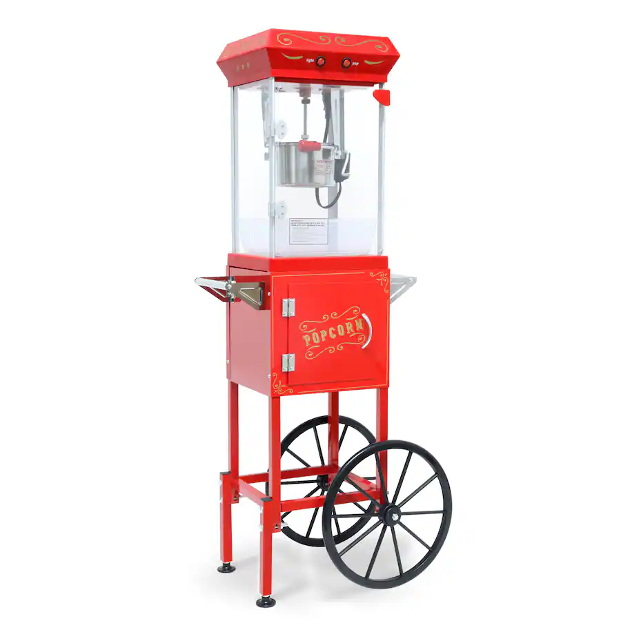 BEARSOLIM Popcorn Machine with Cart, with Wheels & 6 Oz Pot Popcorn ...
