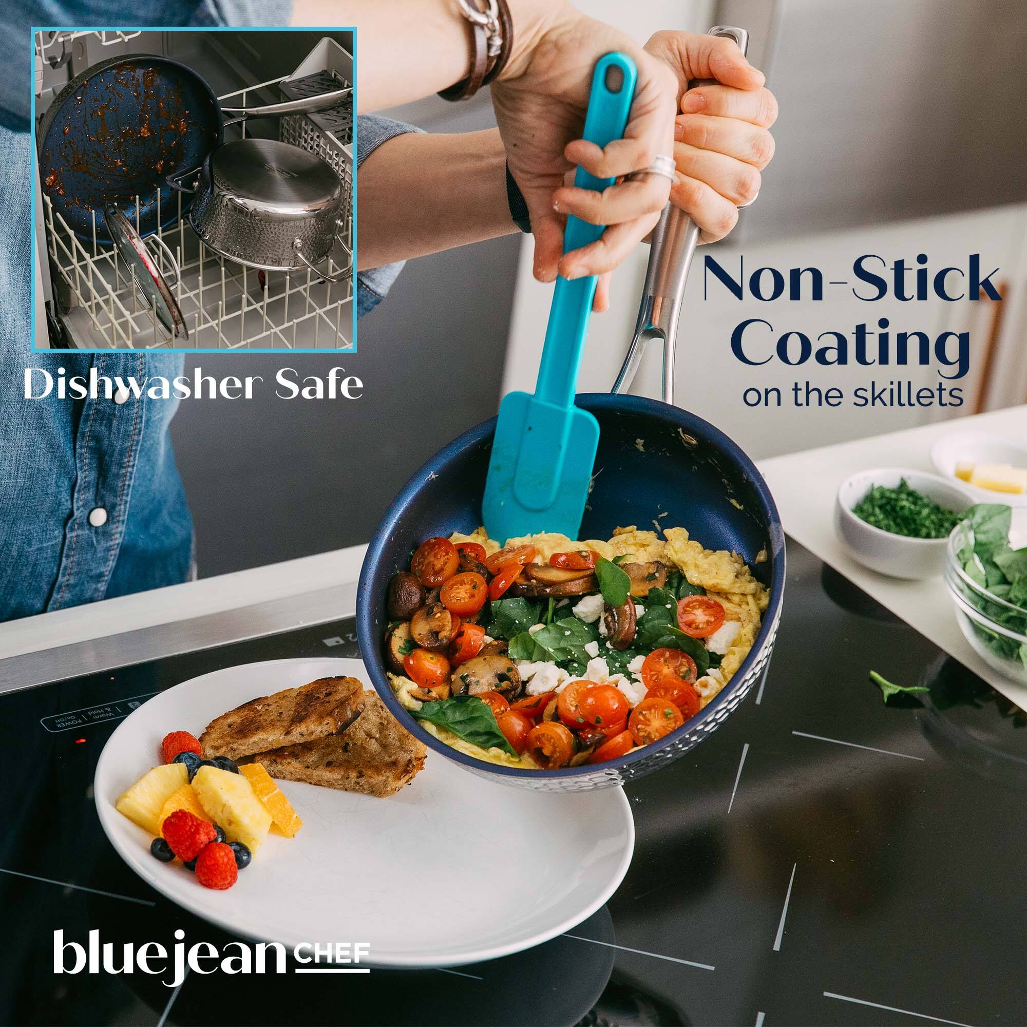 Dishwasher Safe

Non-Stick Coating on the skillets

bluejean CHEF