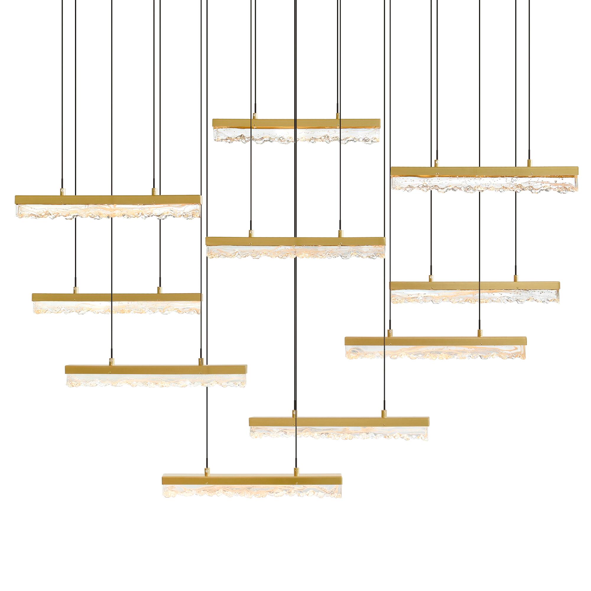 Angle. CWI Lighting - Stagger Integrated LED Brass Chandelier - Brass.