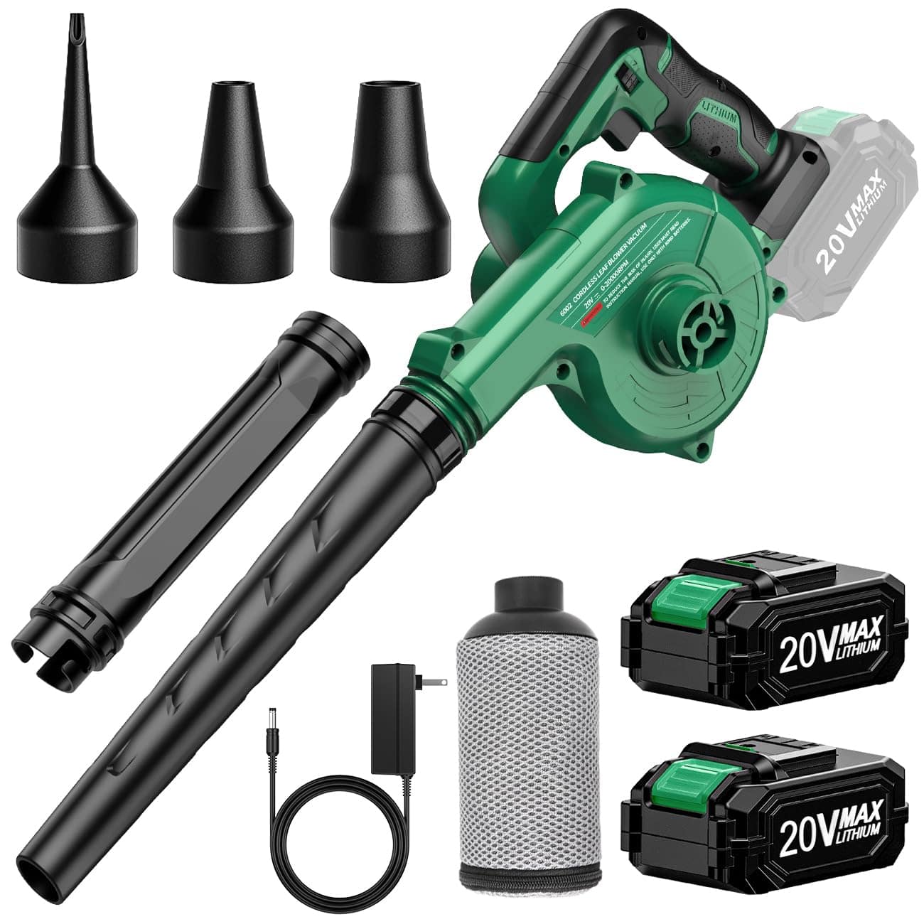 JETRANSPORT - Cordless Leaf Blower & Vacuum W/2 X 2.0 2-in-1 20v 150cfm Lightweight Mini Handheld Electric Blowers For Lawn - Default