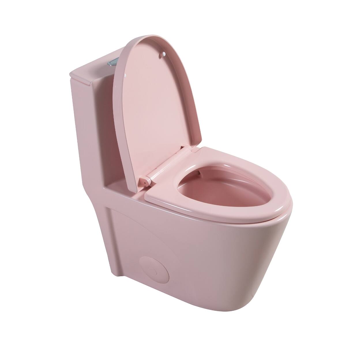 Alt View 3. Loheer - Loheer One Piece Ceramic Toilet, Rose Pink Elongated Comfort Height, Dual Flush Floor Mounted - Rose Pink.