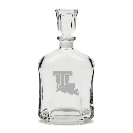 Front. Jardine - Louisiana Tech Bulldogs 23.75oz. Crystal Whisky Decanter - Multicolor.