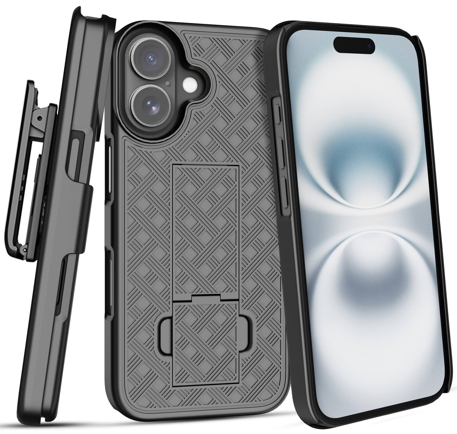 Alt View 2. Nakedcellphone - Combo for iPhone 17 - Slim Case with Stand and Belt Clip Holster - Black.