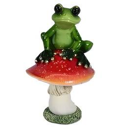 FC Design - 5"H Frog Sitting on Mushroom Figurine Statue Office Desk Tabletop Home Decor Gift - Multi-Color