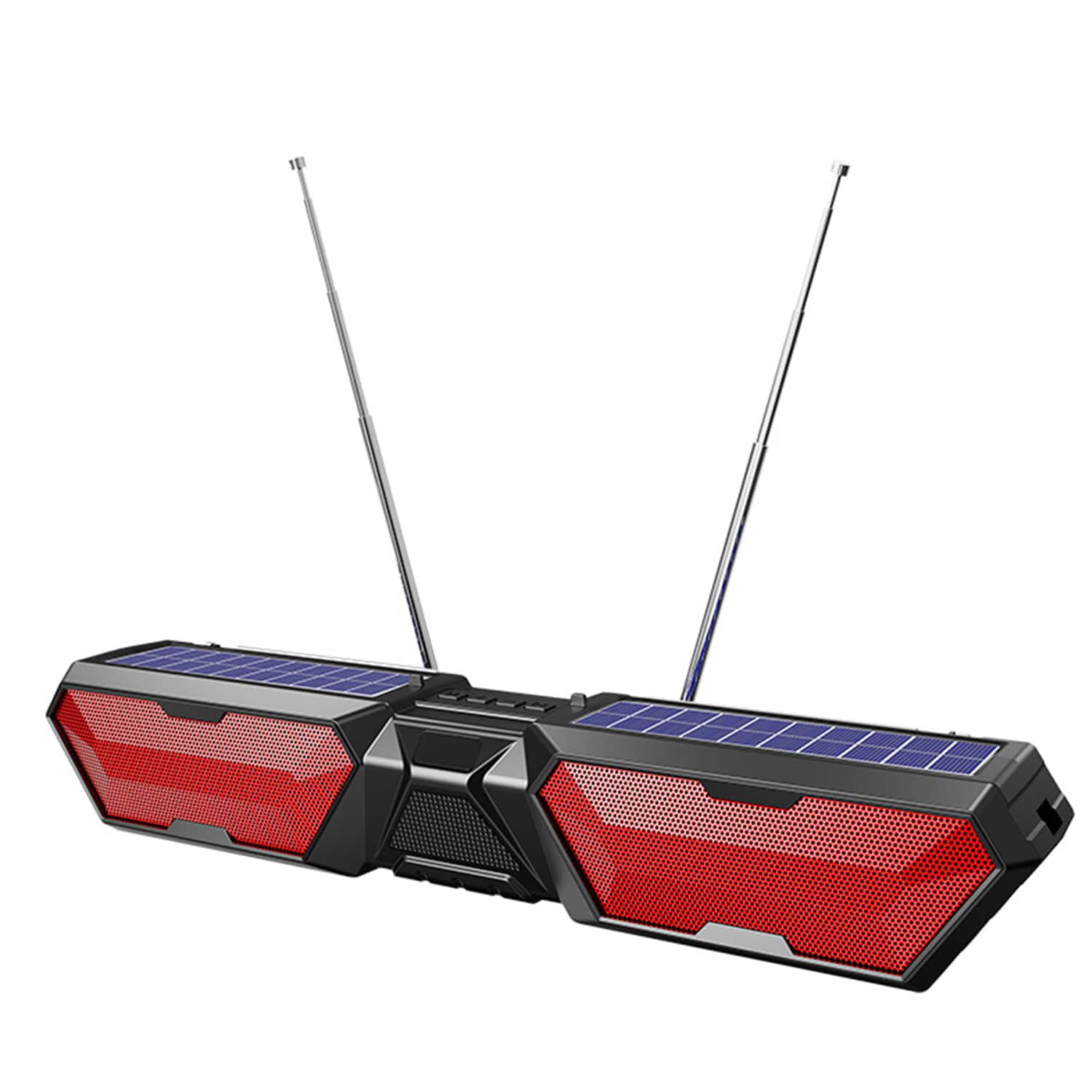 Skanty Furniture - Solar Power Bluetooth Soundbar with Dual-antenna Radio, True Wireless Pairing speaker with strap for home, outdoor - Red