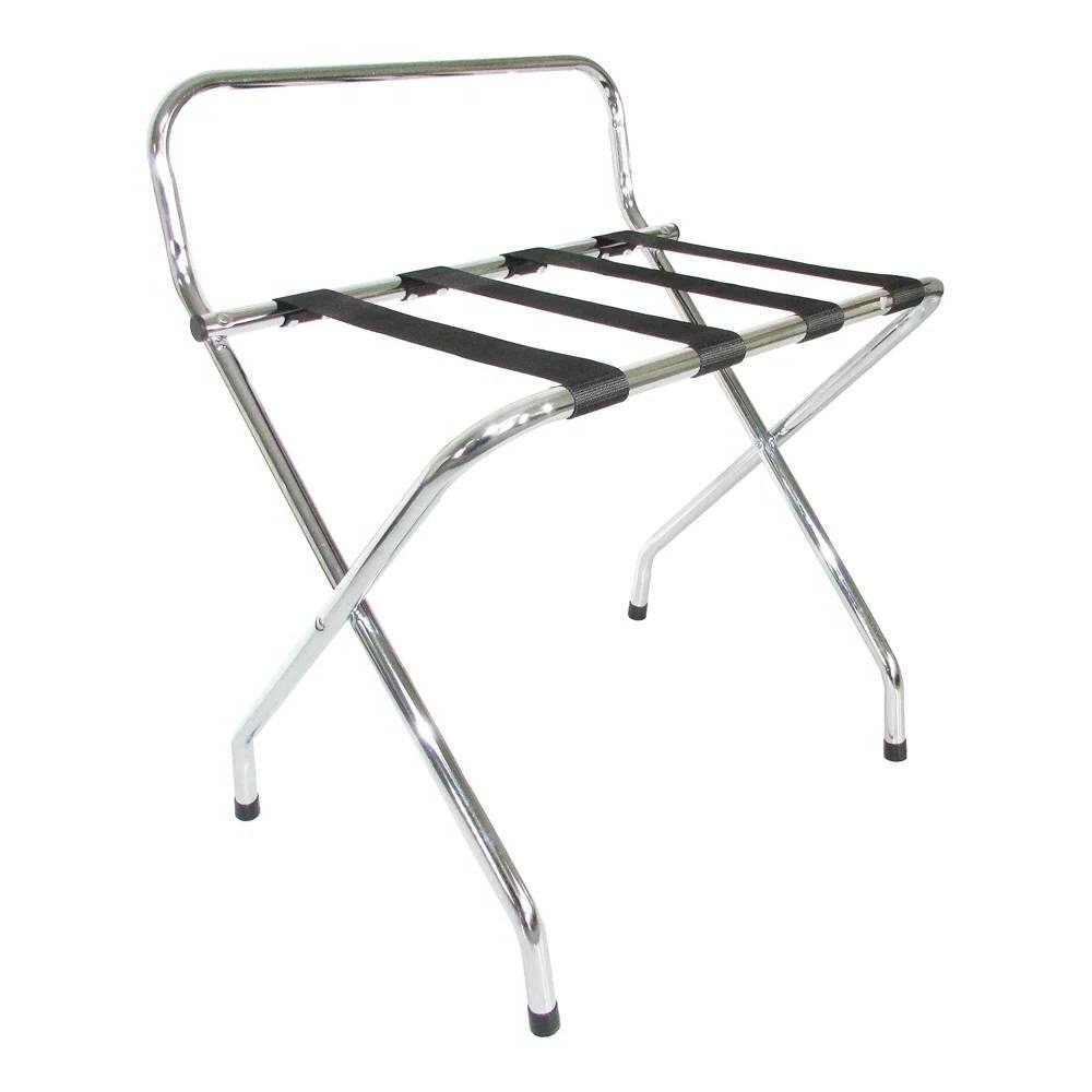 Front. Hivvago - High Back Metal Folding Luggage Rack - Silver.