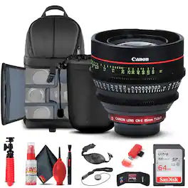 Canon - CN-E 85mm T1.3 L F Cine Lens (6571B001) + BackPack + 64GB Card + More - Black