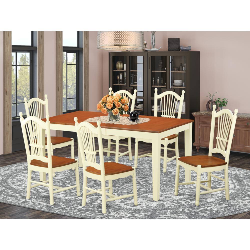 Back. East West Furniture - 7 PC Kitchen nook Dining set for 6-Kitchen dinette Table and 6 Dining Chairs - Buttermilk & Cherry.