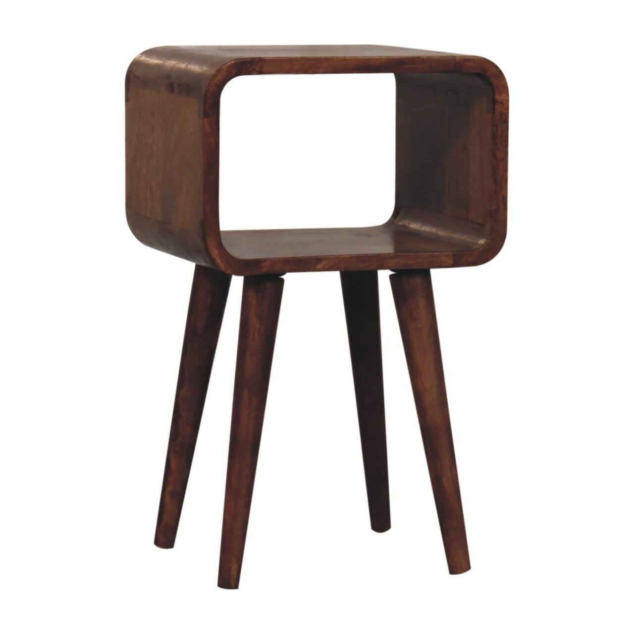 Angle. Artisan Furniture - Artisan Furniture Solid WoodMini Honey Caramel Curved Open Bedside - Brown.