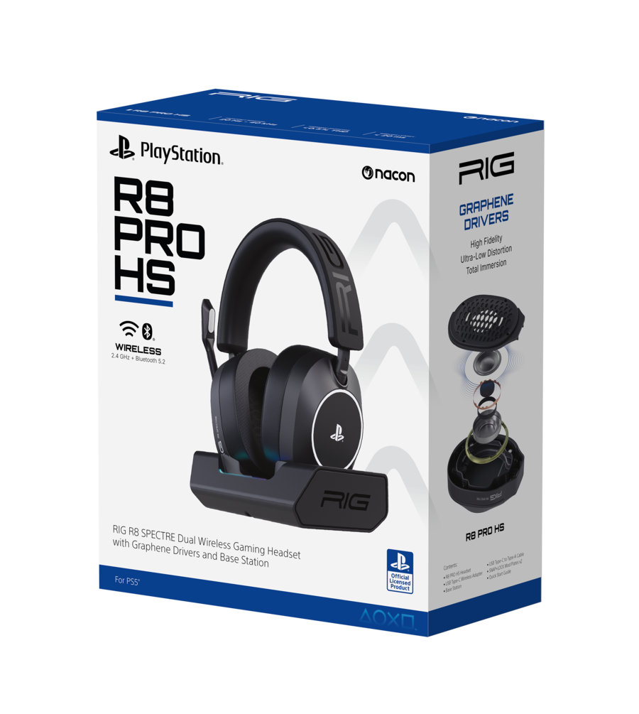 Small Rig R8 RIG R8 PRO HS Dual Wireless Over Ear Gaming Headset w/Graphene Drivers ...