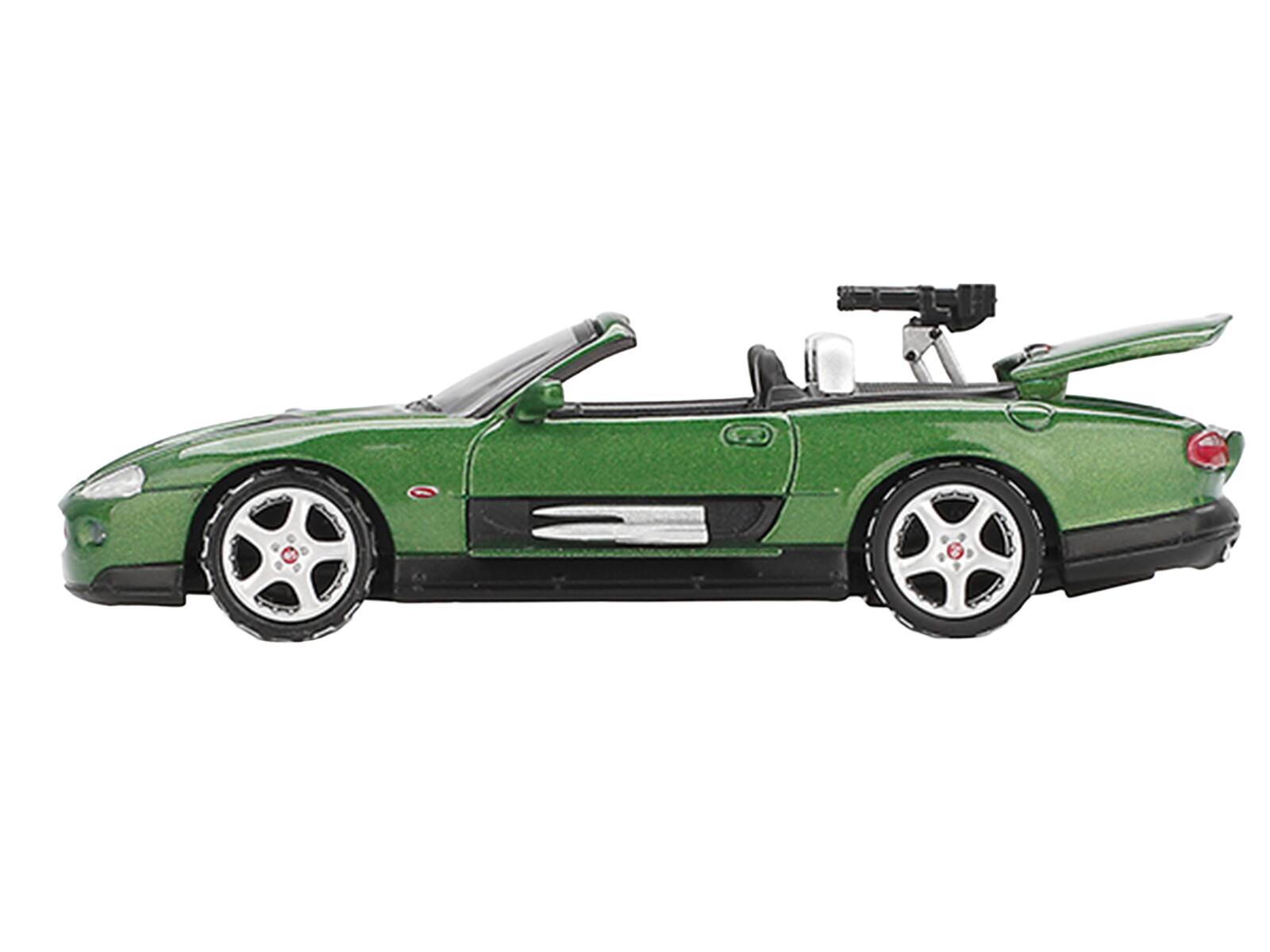 Alt View 4. True Scale Miniatures - Jaguar XKR Green Metallic 007 James Bond "Die Another Day" (2002) Movie Limited Edition 1/64 Model Car by Mini GT.