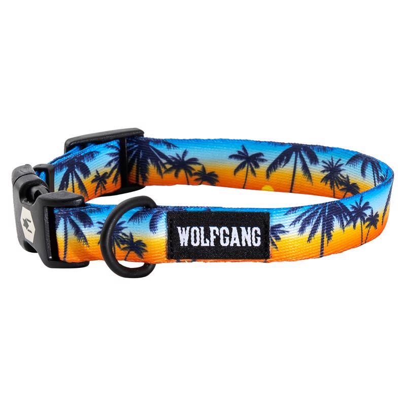 Angle. WOLFGANG PET - Wolfgang Multicolored SunsetPalms Polyester Dog Collar Small - Multicolored.