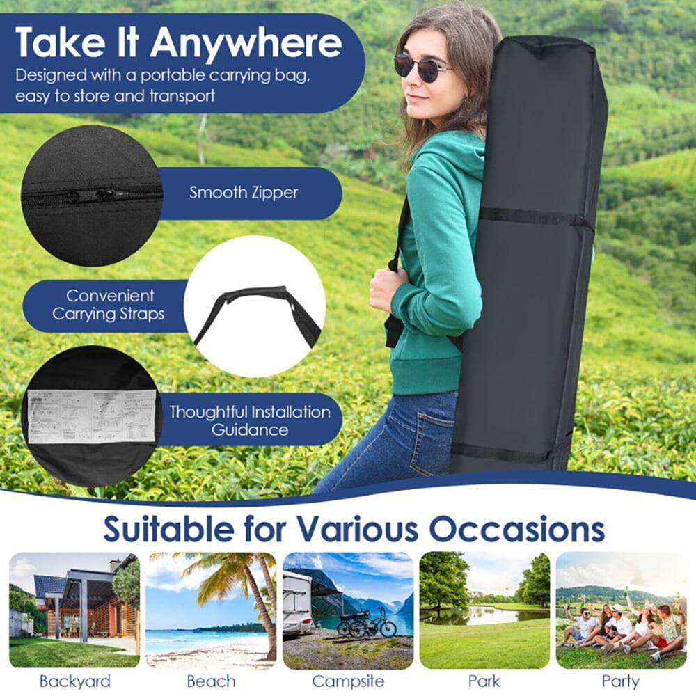 Take It Anywhere  
Designed with a portable carrying bag, easy to store and transport  

Smooth Zipper  
Convenient Carrying Straps  
Thoughtful Installation Guidance  

Suitable for Various Occasions  
Backyard  
Beach  
Campsite  
Park  
Party