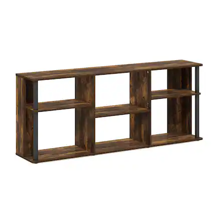 Front. Furinno - Classic TV Stand with Plastic Poles for TV up to 65-Inch - Amber Pine/Black.