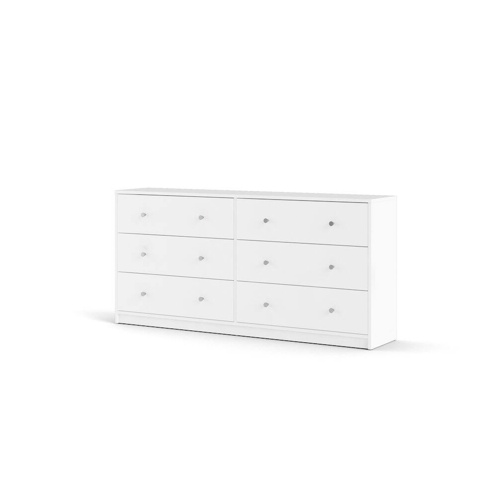 Back. FurniFact - White Dresser for Bedroom – Modern 6 Drawer Dresser with Spacious Storage – Sleek White Dresser and Bedroom Dresser - White.