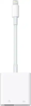 Front. Apple - Lightning to USB 3 Camera Adapter - White.