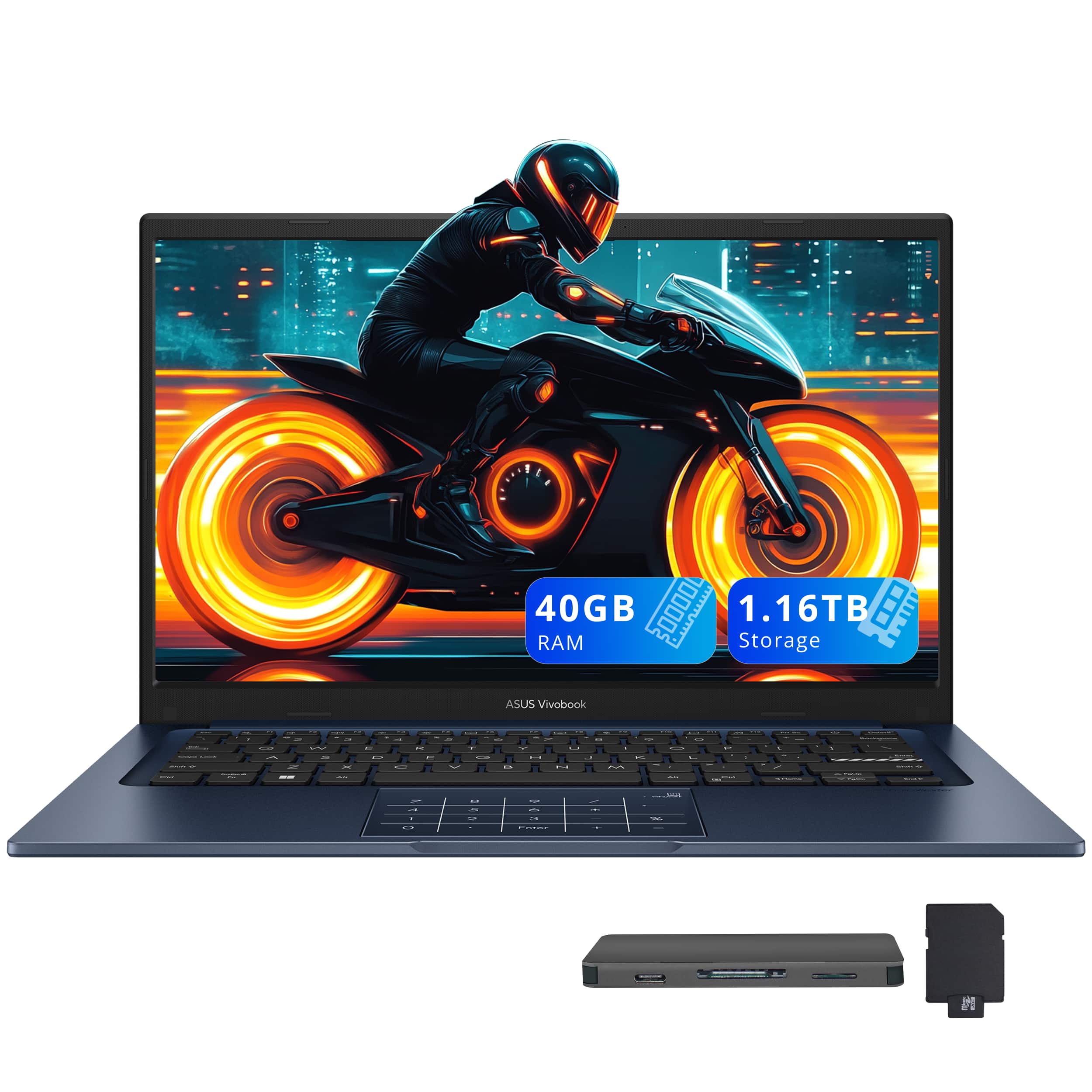 ASUS - Vivobook 14 14" FHD Laptop,Intel Core i3 1315U,40GB RAM,1TB SSD+160GB Dock Set,Intel UHD Graphics,Win 11 - Blue