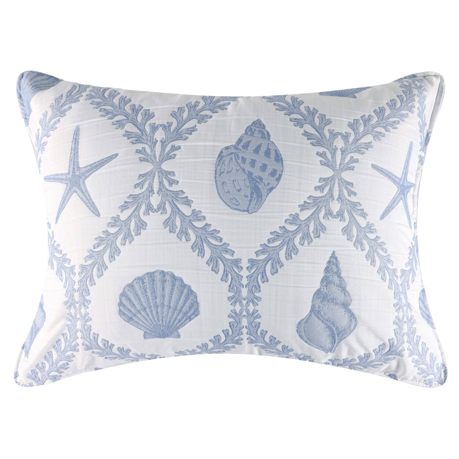Left. Greenland Home Fashions - Greenland Home Fashions Laguna 100% Polyester Pillow Sham Standard 20x26 Chambray - Chambray.