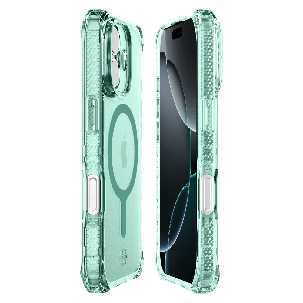 Alt View 1. Itskins - HYBRID R // VAPOR MagSafe Case for Apple iPhone 17 - Light Green.