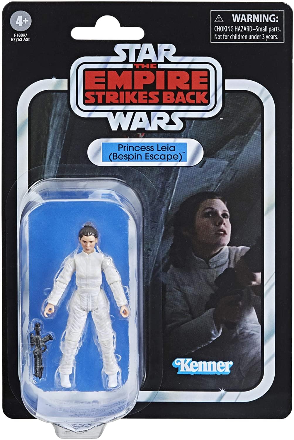 4+  
F1889/E7763 AST.  

WARNING: CHOKING HAZARD—Small parts. Not for children under 3 years.  

STAR WARS  
THE EMPIRE STRIKES BACK  

Princess Leia (Bespin Escape)  

Kenner